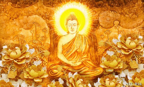 Tranh in trúc chỉ phòng thờ hoa sen MTC-016